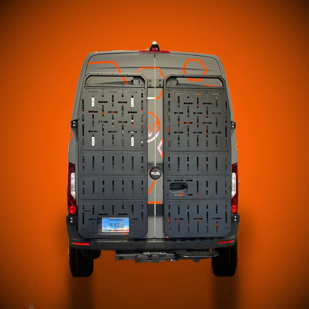 XBull modular rear door carrier system on a Mercedes-Benz Sprinter 907, view 1