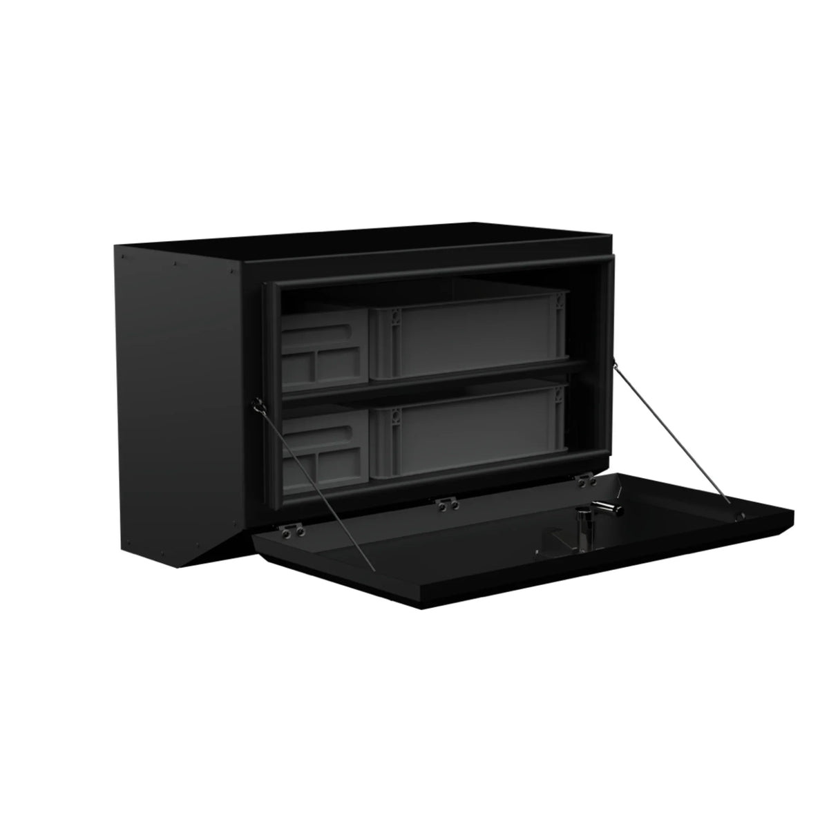XBull B500 compact aluminum rear cargo box mounted on a Sprinter carrier, view 3