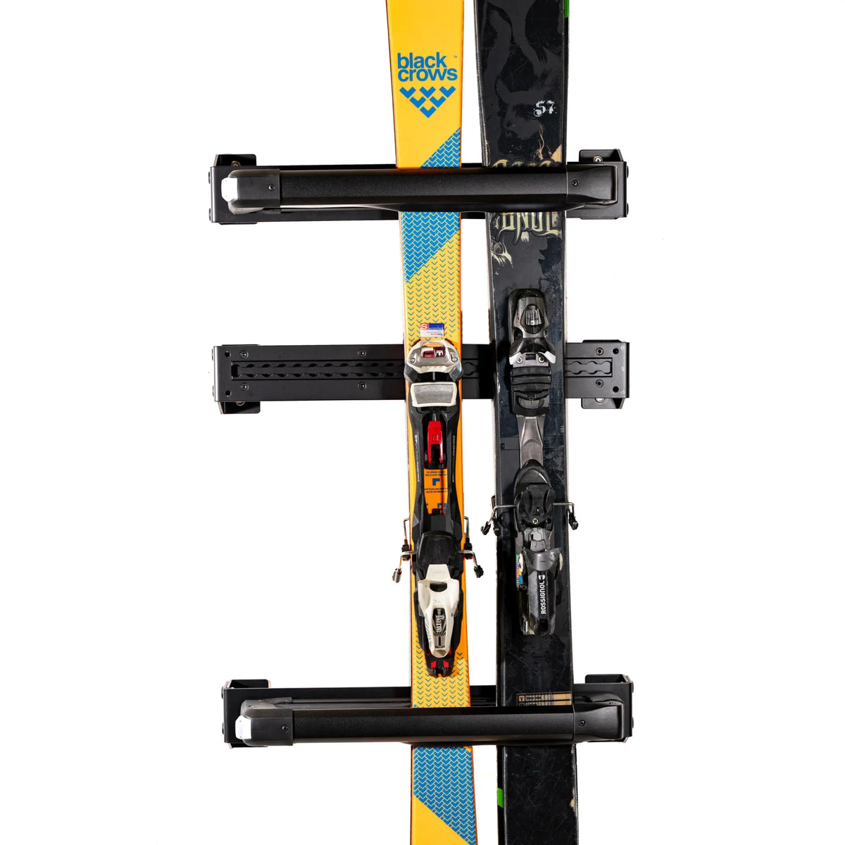 XBull lockable ski rack mounted on a Sprinter rear door carrier, view 11