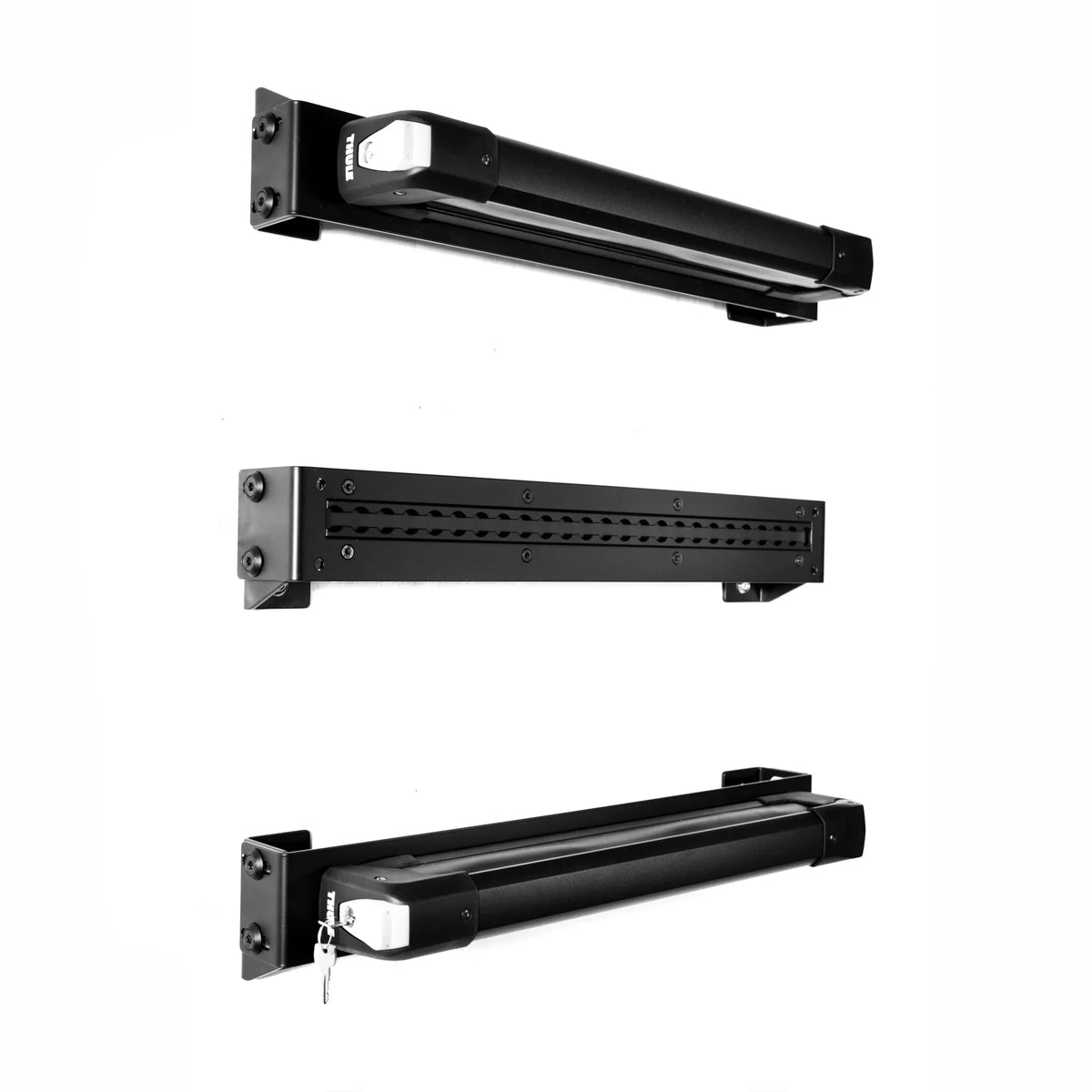 XBull lockable ski rack mounted on a Sprinter rear door carrier, view 3