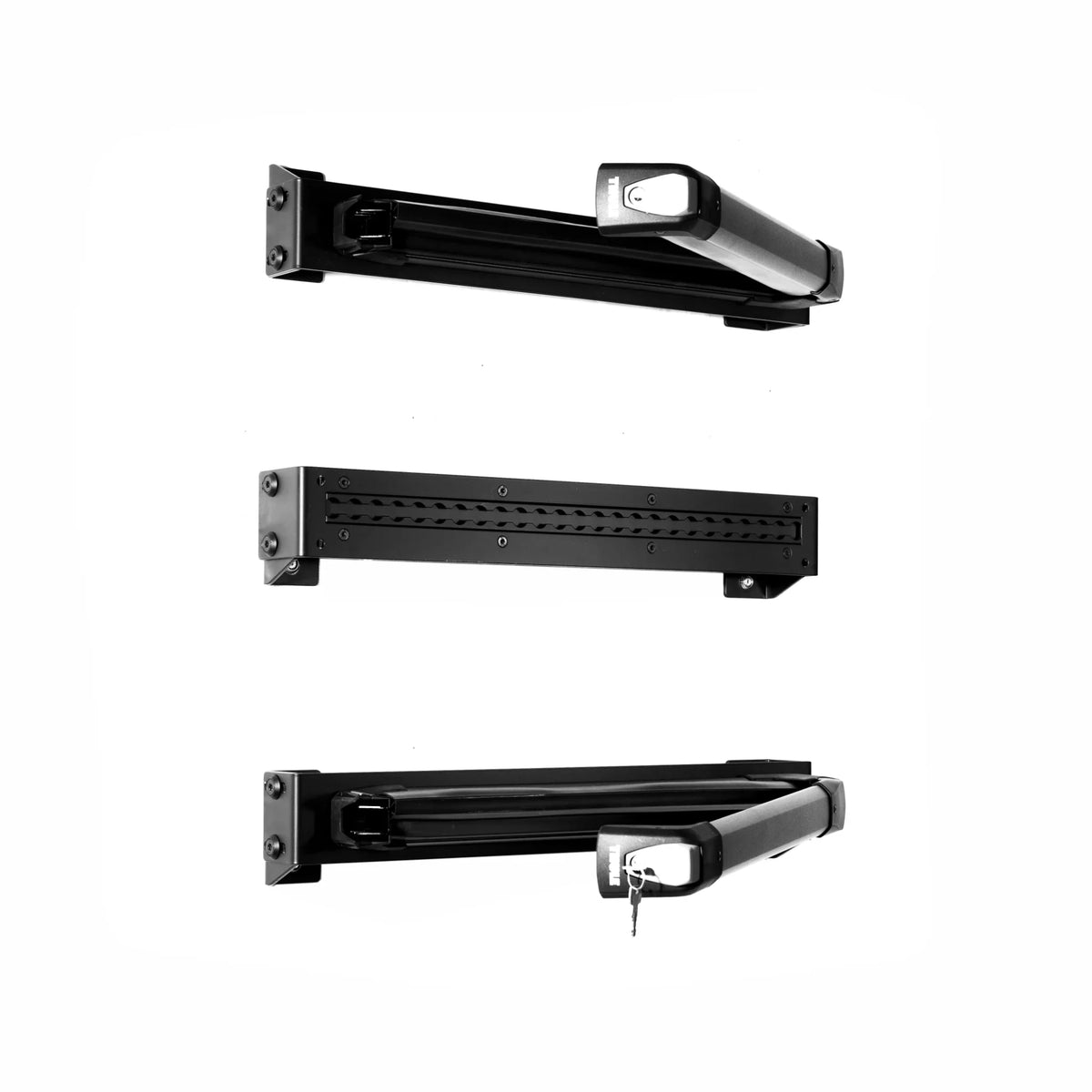 XBull lockable ski rack mounted on a Sprinter rear door carrier, view 4