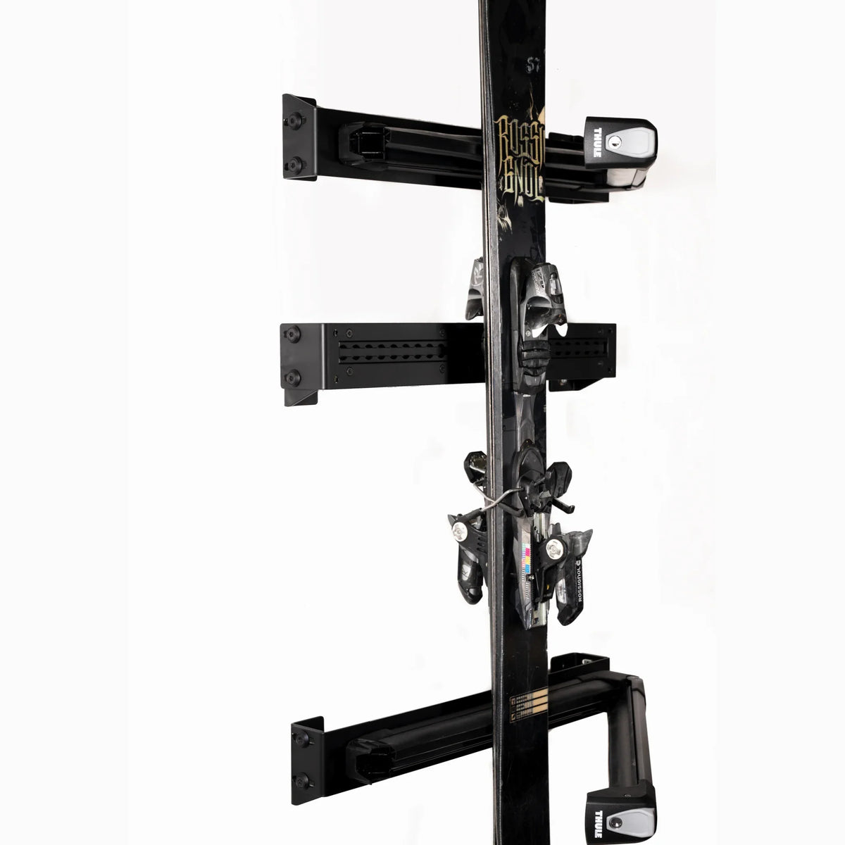 XBull lockable ski rack mounted on a Sprinter rear door carrier, view 5